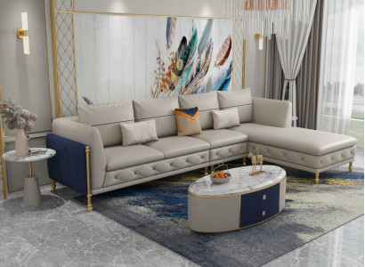 Luxurious Living room Corner suite Corner sofa Corner sofa Sofa Upholstery Corner Couch Leather